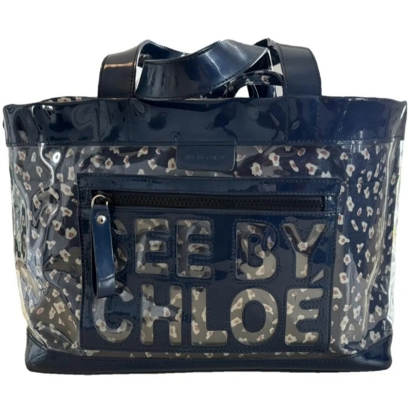 See by Chloe Navy and Beige Vinyl Tote - Picture 16 of 16